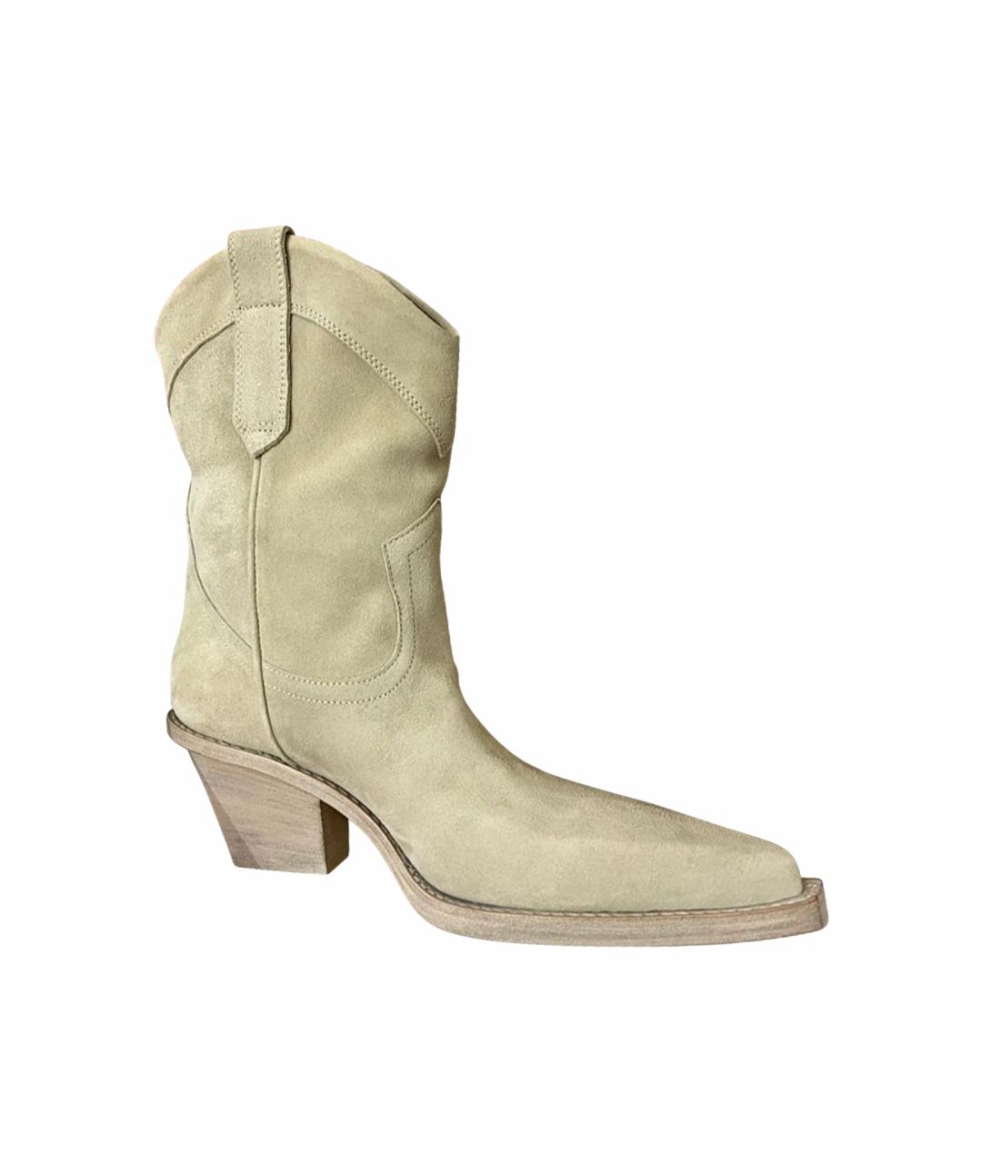 PARIS TEXAS Бежевые замшевые полусапоги, фото 1