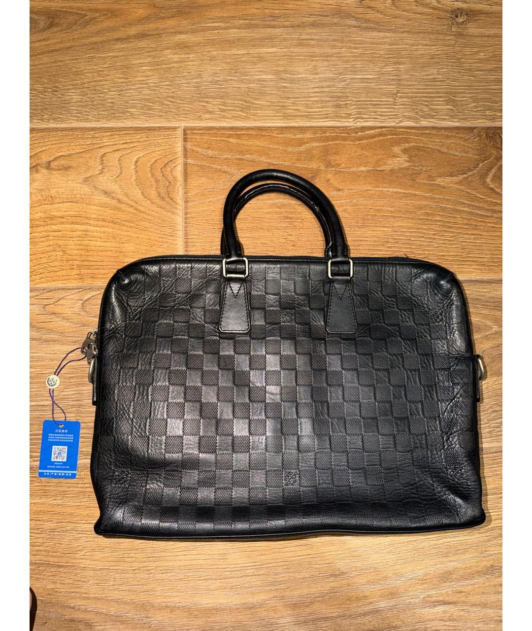 LOUIS VUITTON Черный кожаный портфель, фото 2