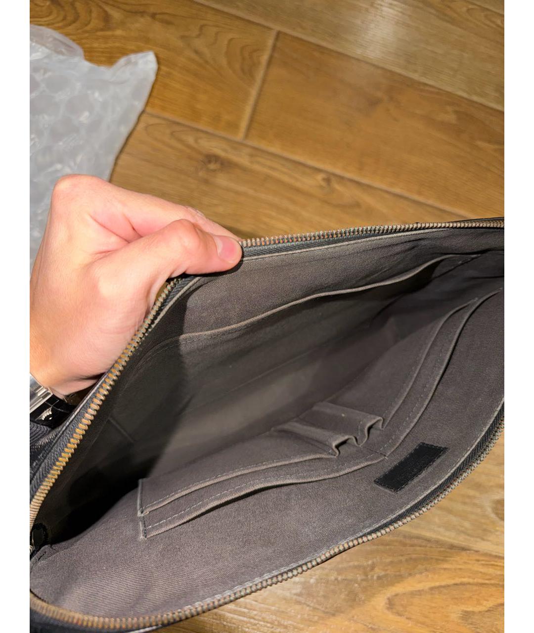 LOUIS VUITTON Черный кожаный портфель, фото 4