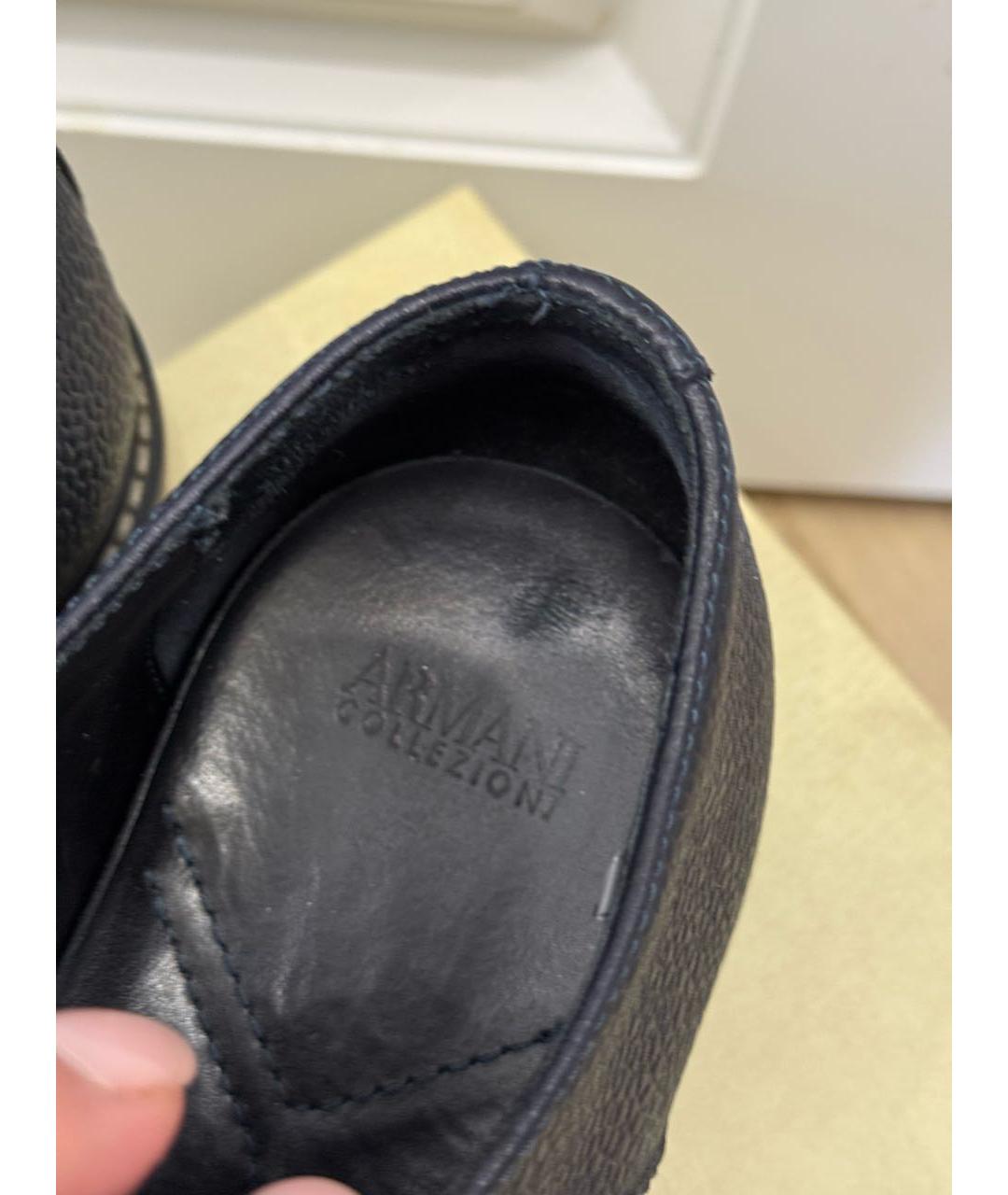 ARMANI COLLEZIONI Темно-синие кожаные низкие ботинки, фото 6