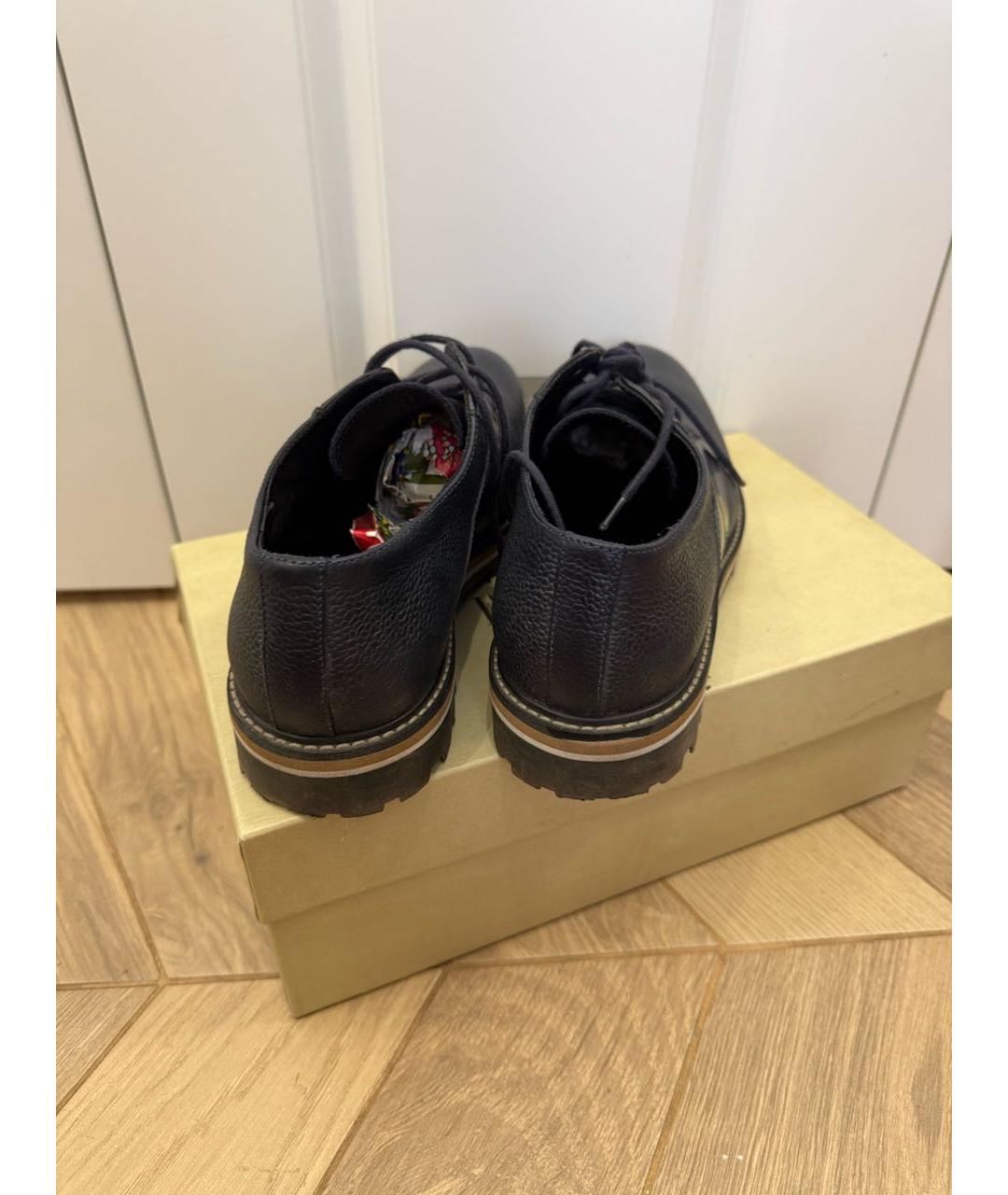 ARMANI COLLEZIONI Темно-синие кожаные низкие ботинки, фото 4