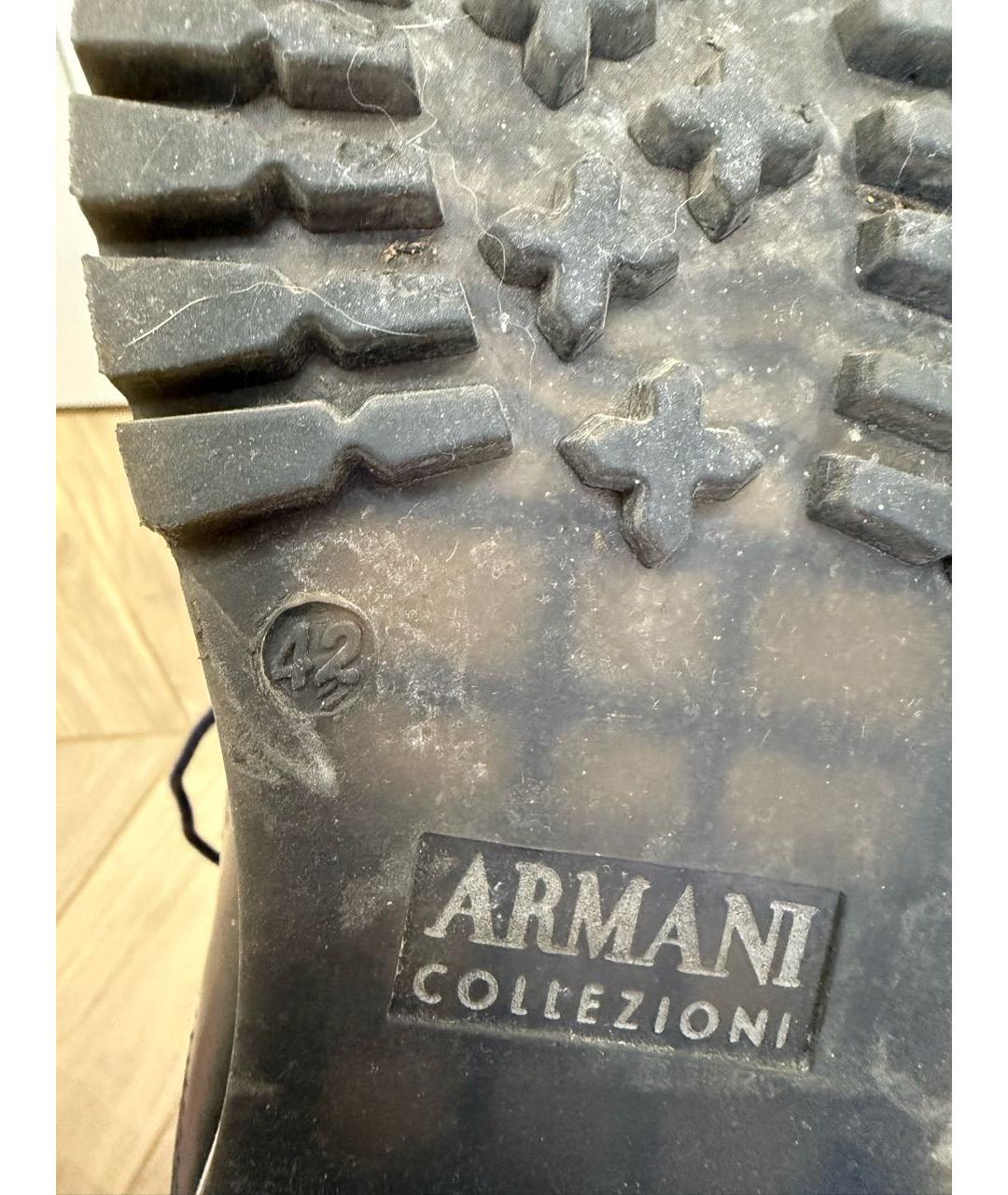 ARMANI COLLEZIONI Темно-синие кожаные низкие ботинки, фото 7