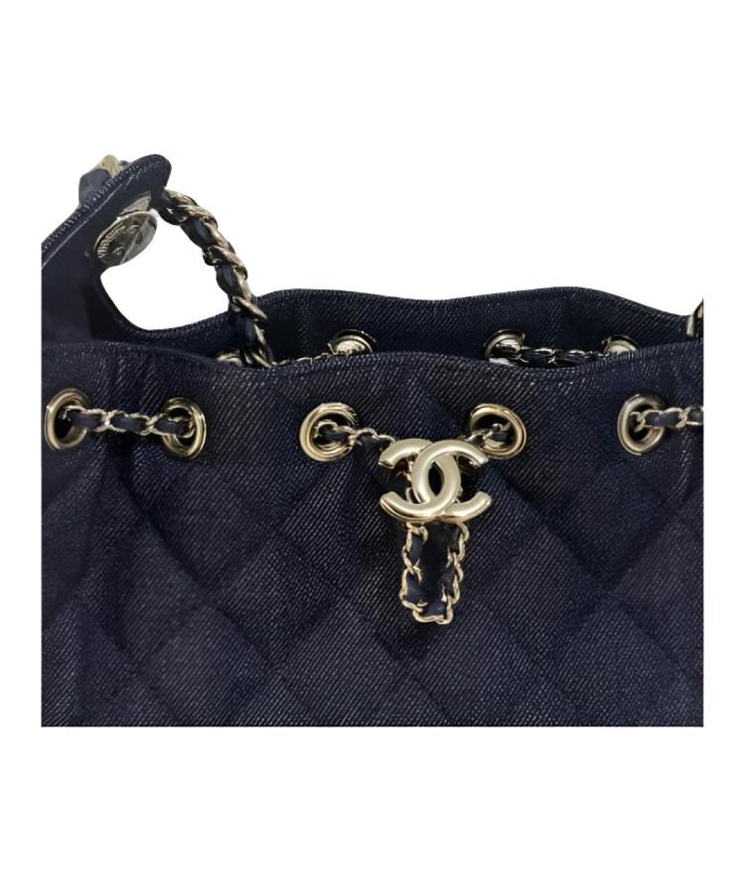 CHANEL Темно-синяя деним сумка через плечо, фото 4