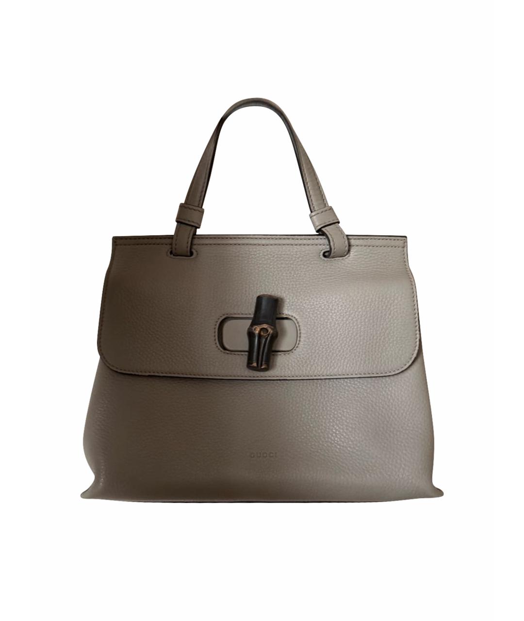 GUCCI Серая кожаная сумка тоут, фото 1