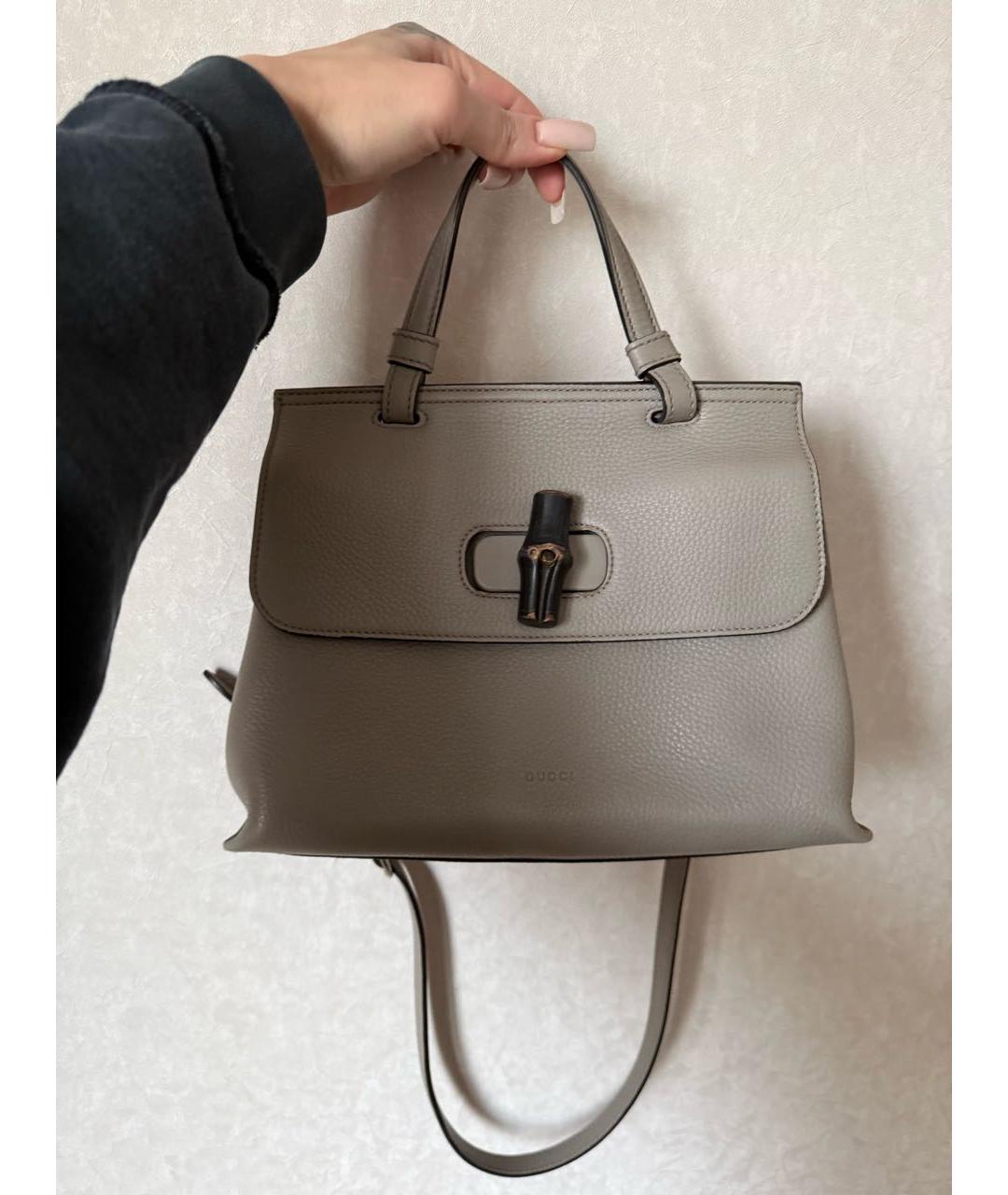 GUCCI Серая кожаная сумка тоут, фото 6