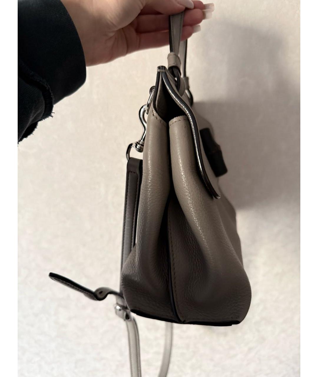 GUCCI Серая кожаная сумка тоут, фото 2