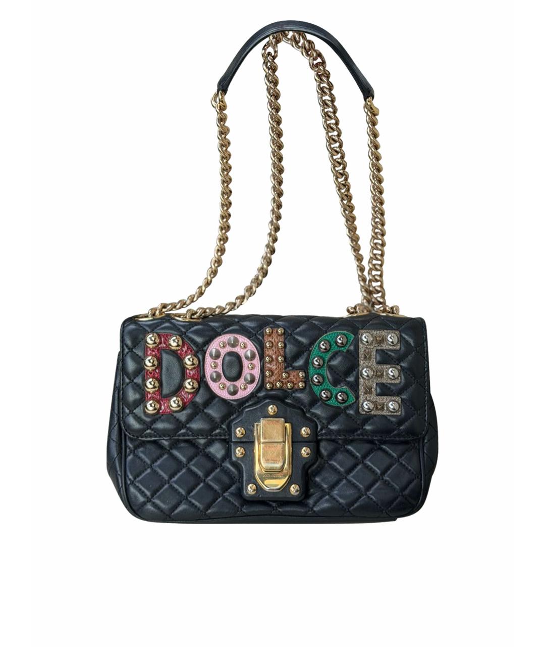 DOLCE&GABBANA Черная кожаная сумка через плечо, фото 1