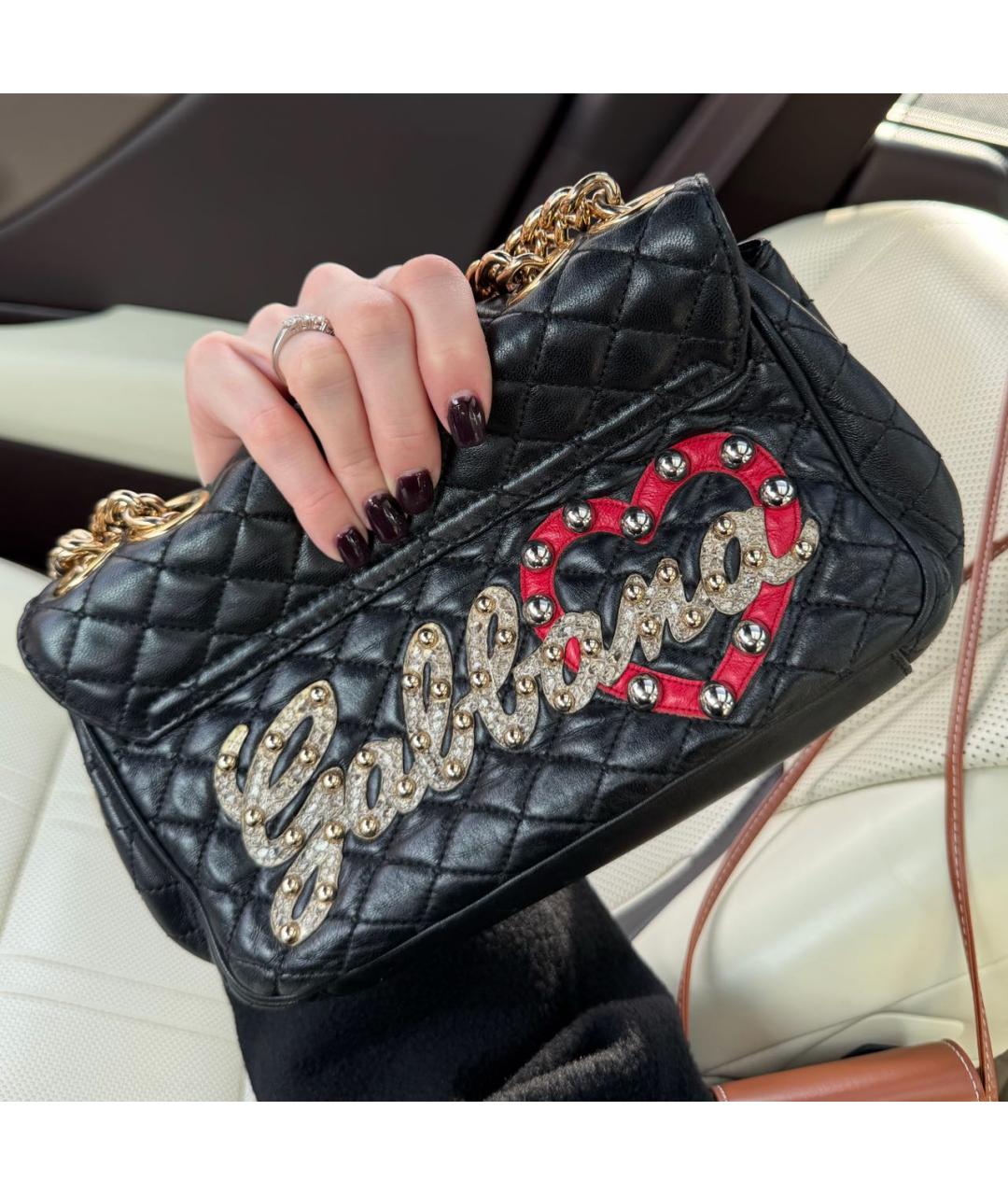 DOLCE&GABBANA Черная кожаная сумка через плечо, фото 3