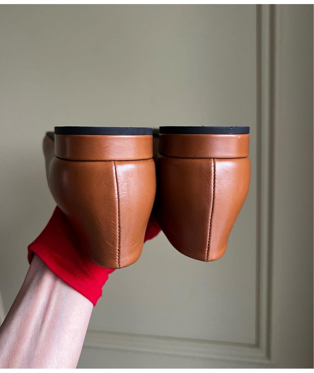 LORO PIANA Коричневые кожаные балетки, фото 8