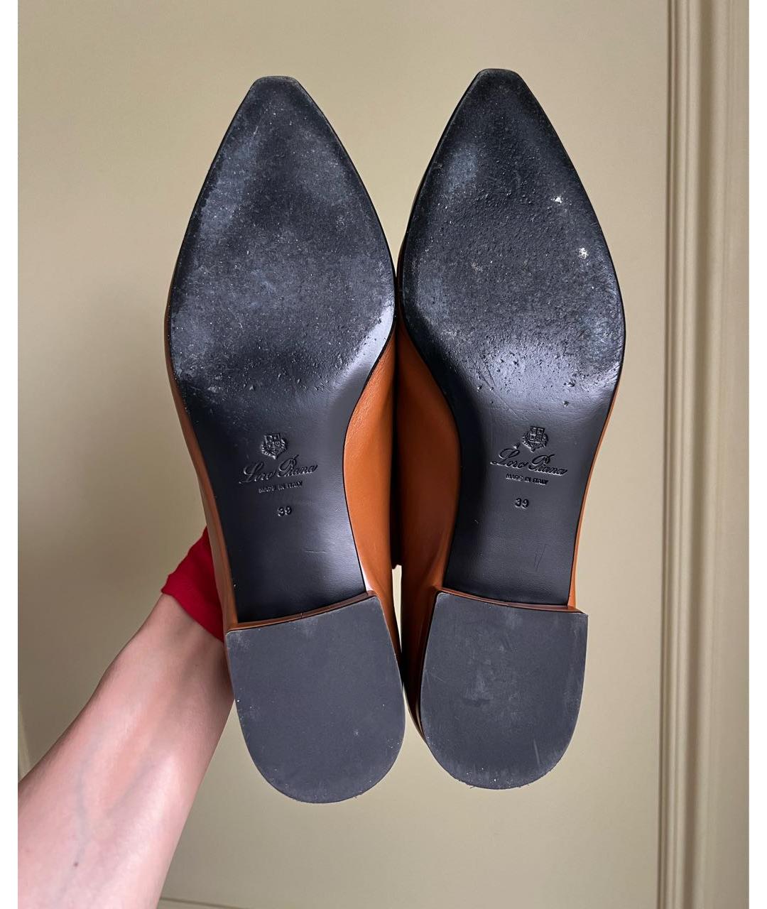 LORO PIANA Коричневые кожаные балетки, фото 6