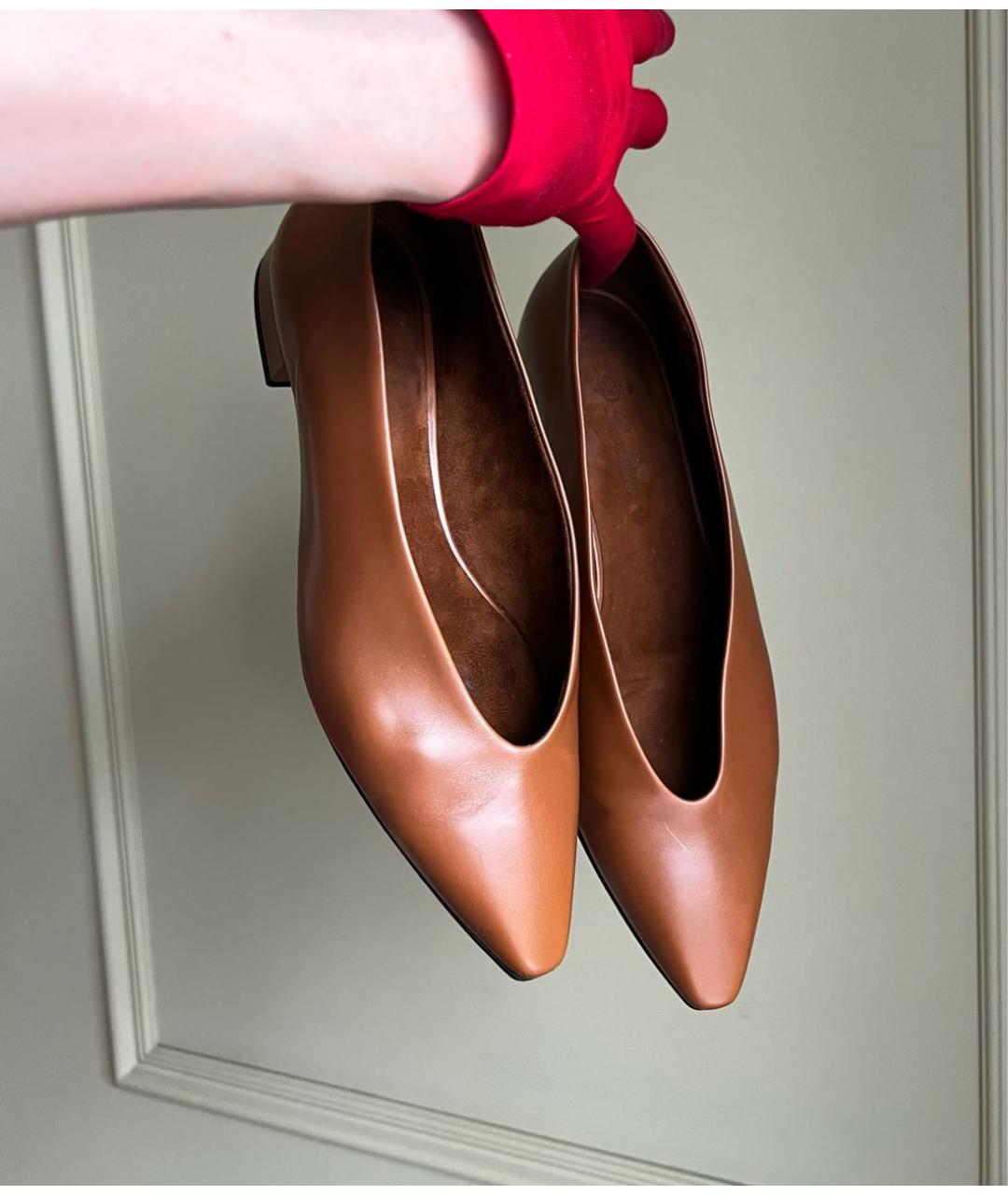 LORO PIANA Коричневые кожаные балетки, фото 2