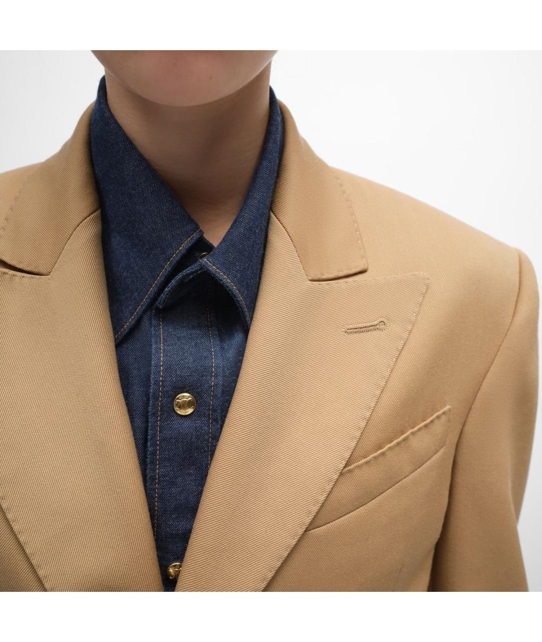 CELINE Коричневое шерстяное пальто, фото 4