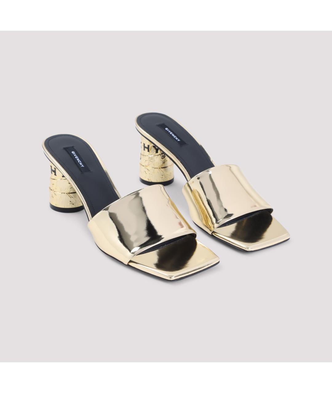 GIVENCHY Золотые кожаные мюли, фото 3