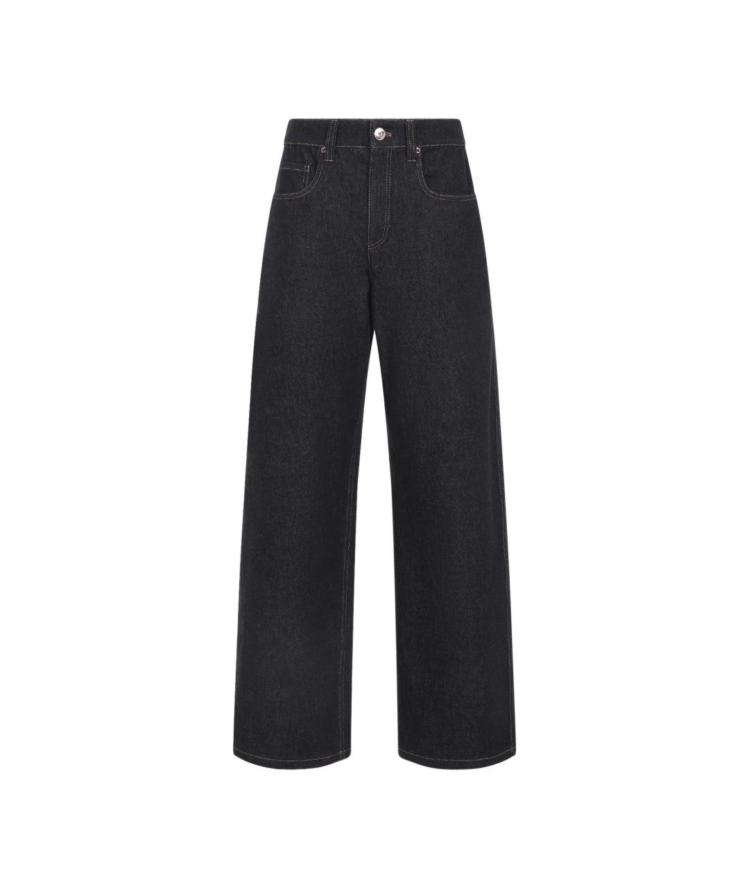 BRUNELLO CUCINELLI Черные хлопковые прямые джинсы, фото 1