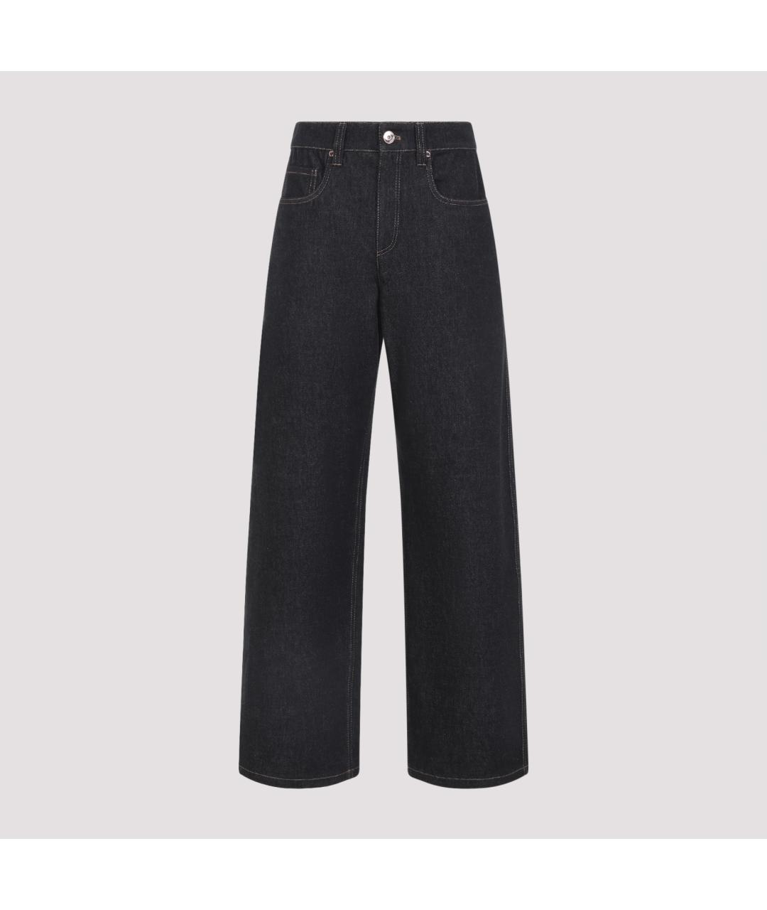 BRUNELLO CUCINELLI Черные хлопковые прямые джинсы, фото 2