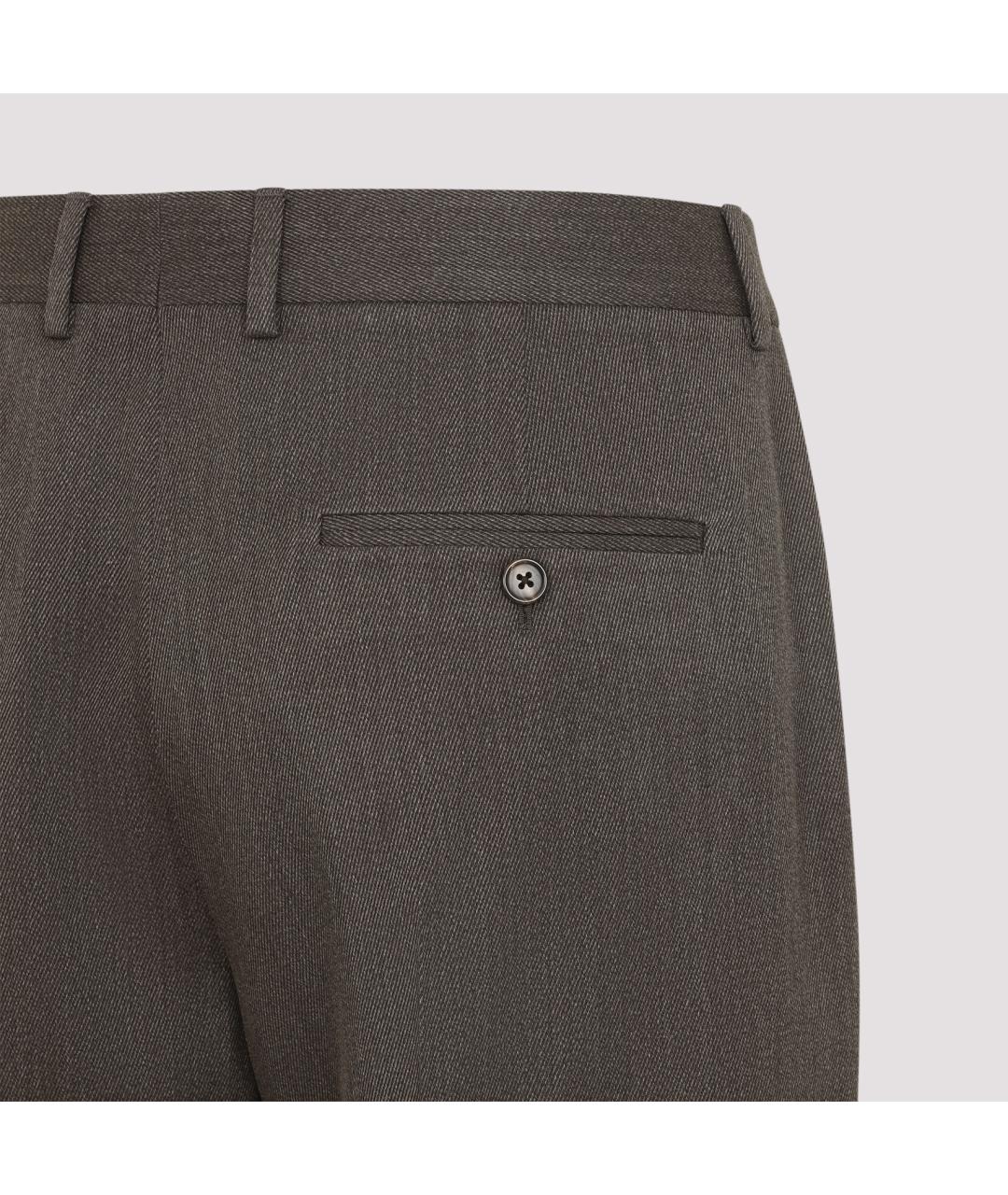 CELINE Коричневые шерстяные повседневные брюки, фото 4