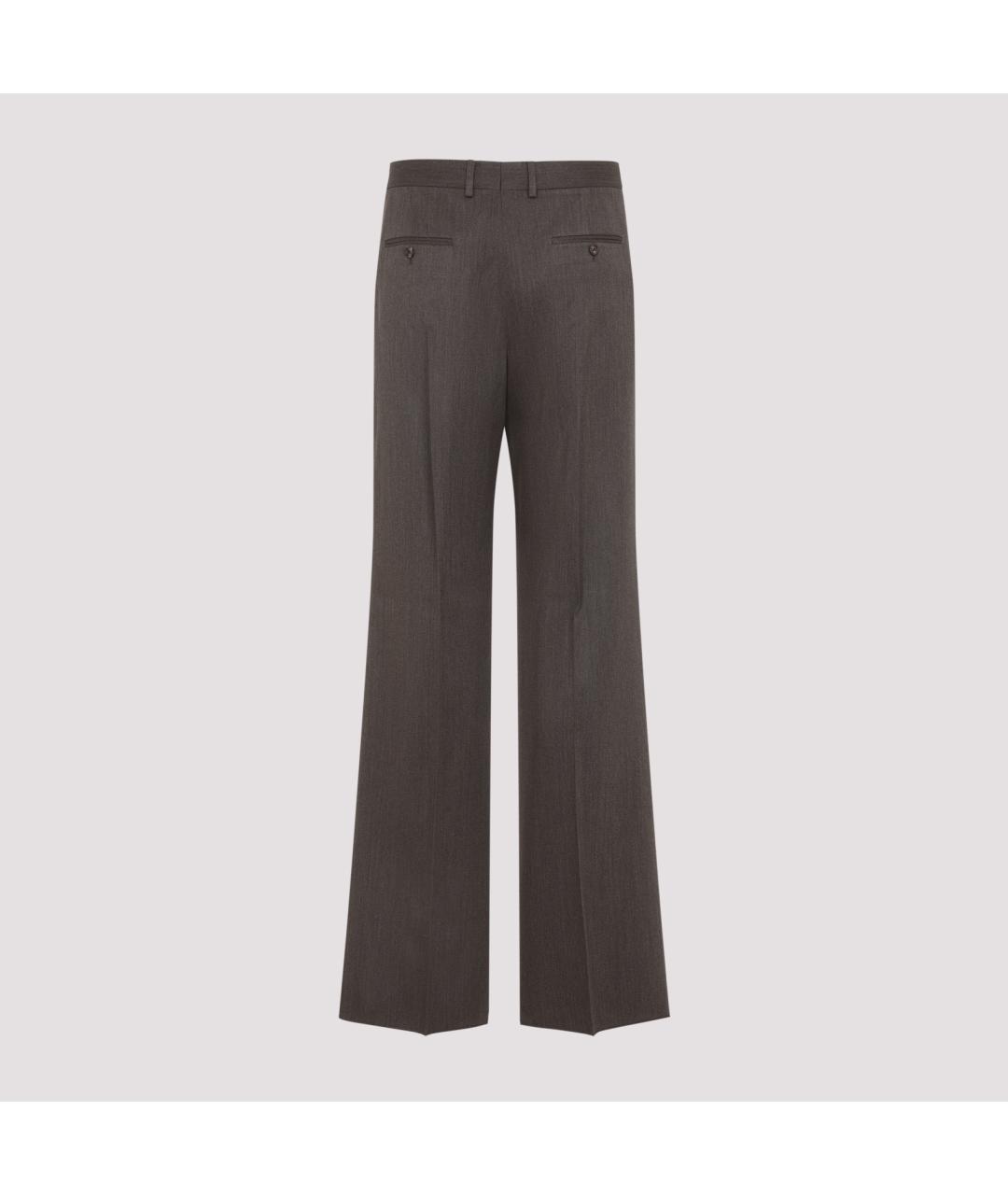 CELINE Коричневые шерстяные повседневные брюки, фото 3