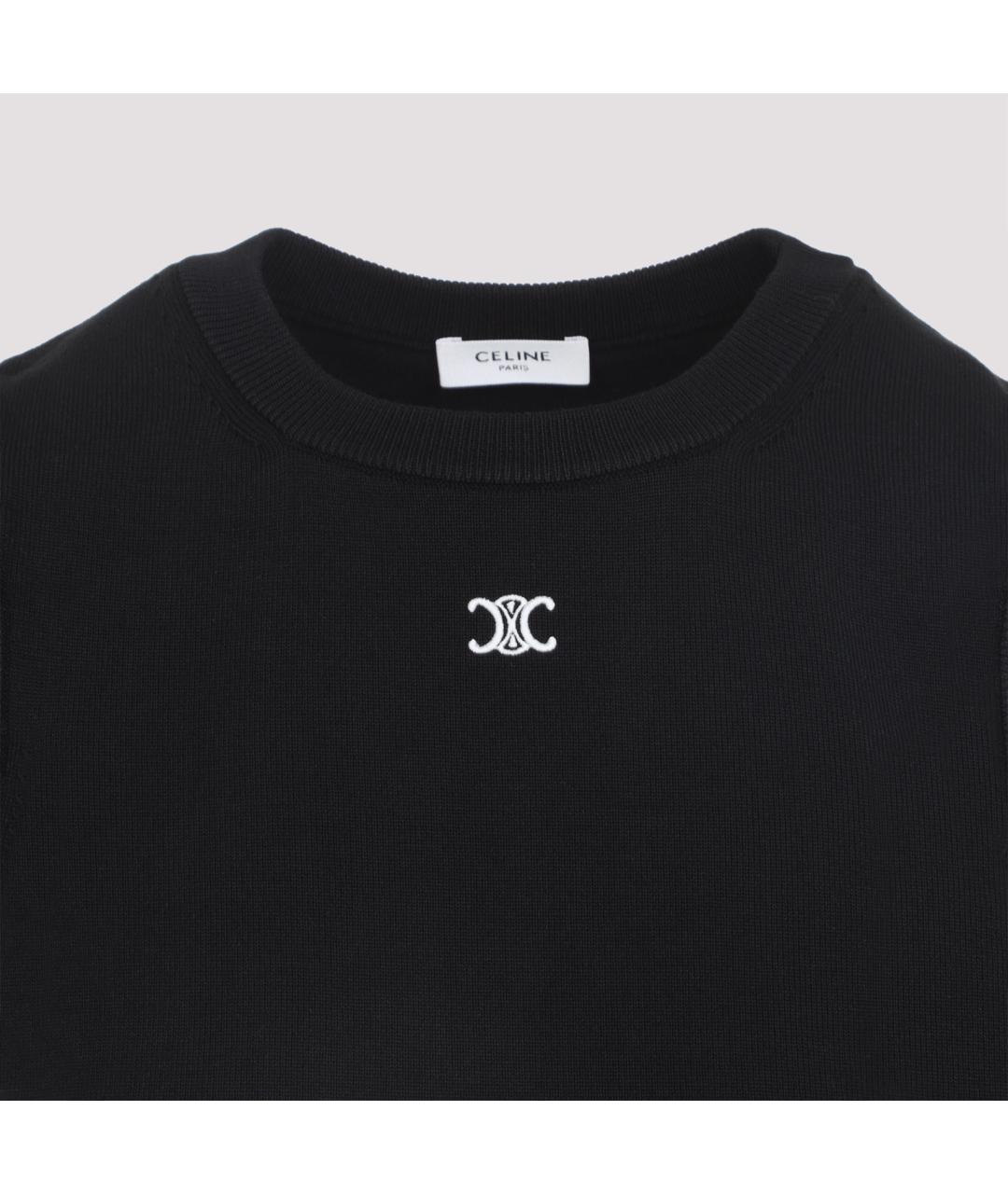 CELINE Черная шерстяная майка, фото 3