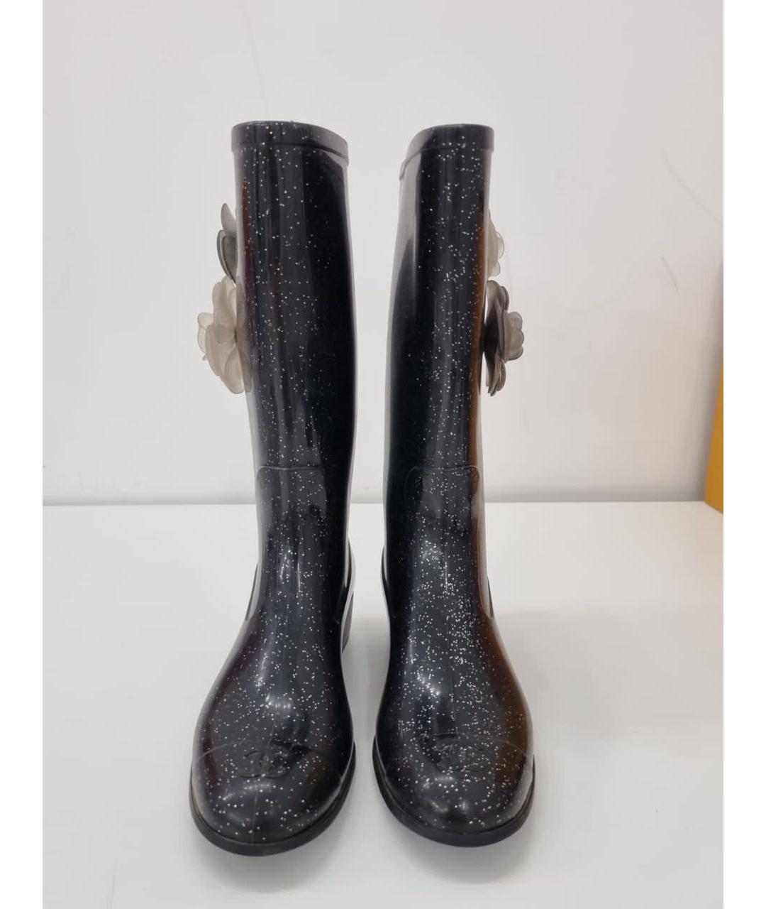 CHANEL Черные резиновые сапоги, фото 2