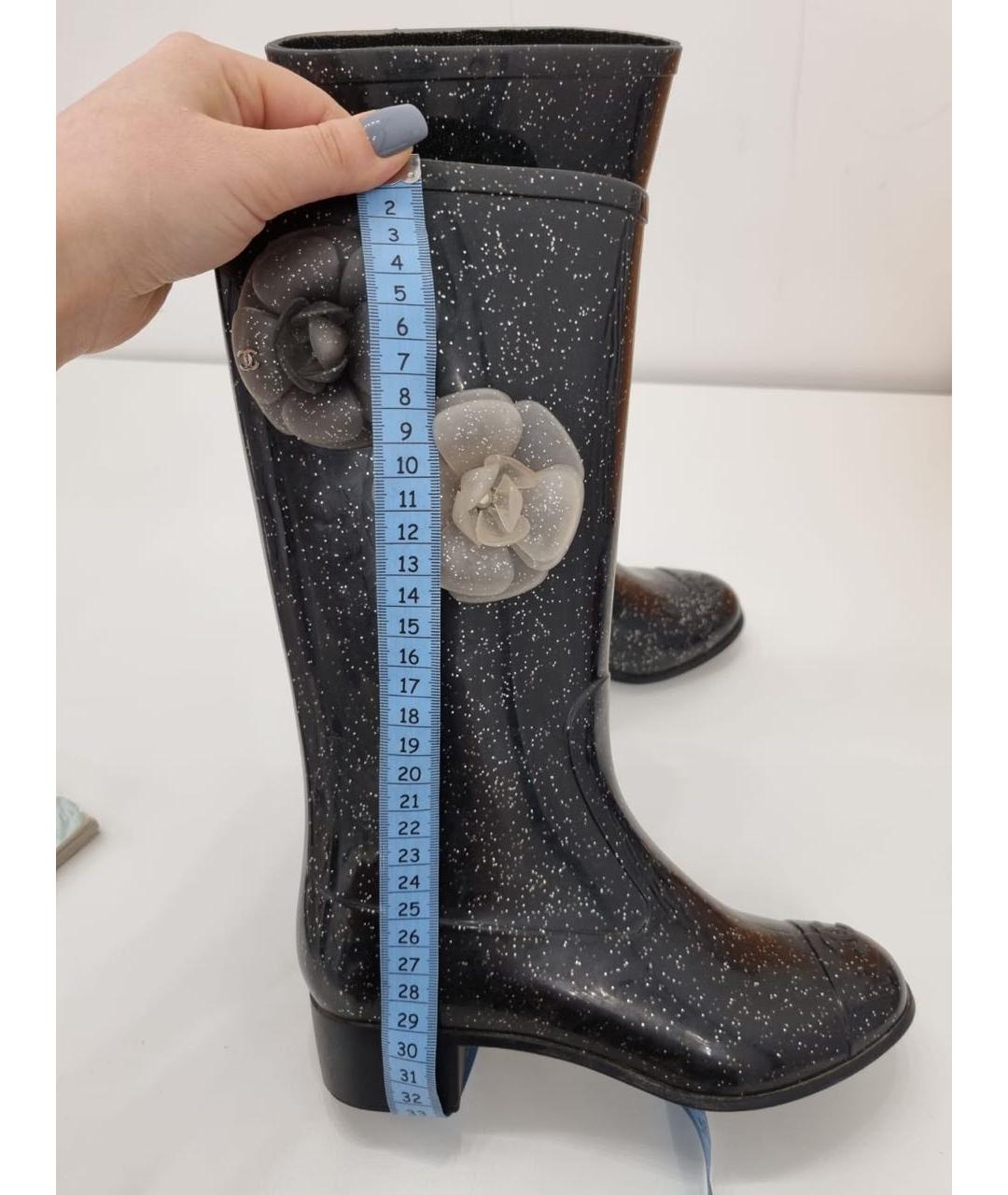 CHANEL Черные резиновые сапоги, фото 7