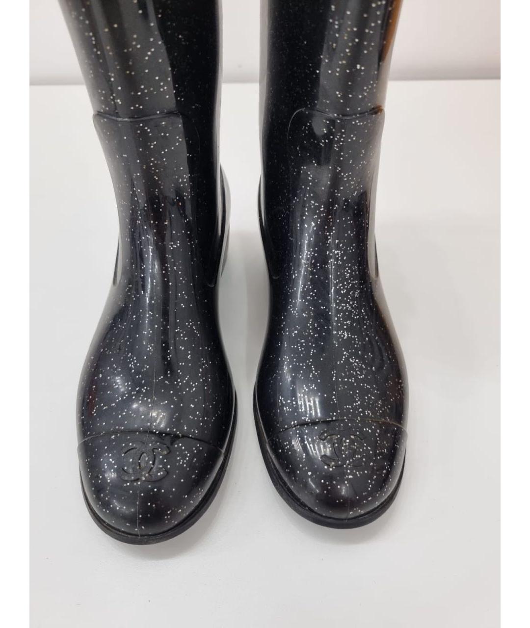 CHANEL Черные резиновые сапоги, фото 3