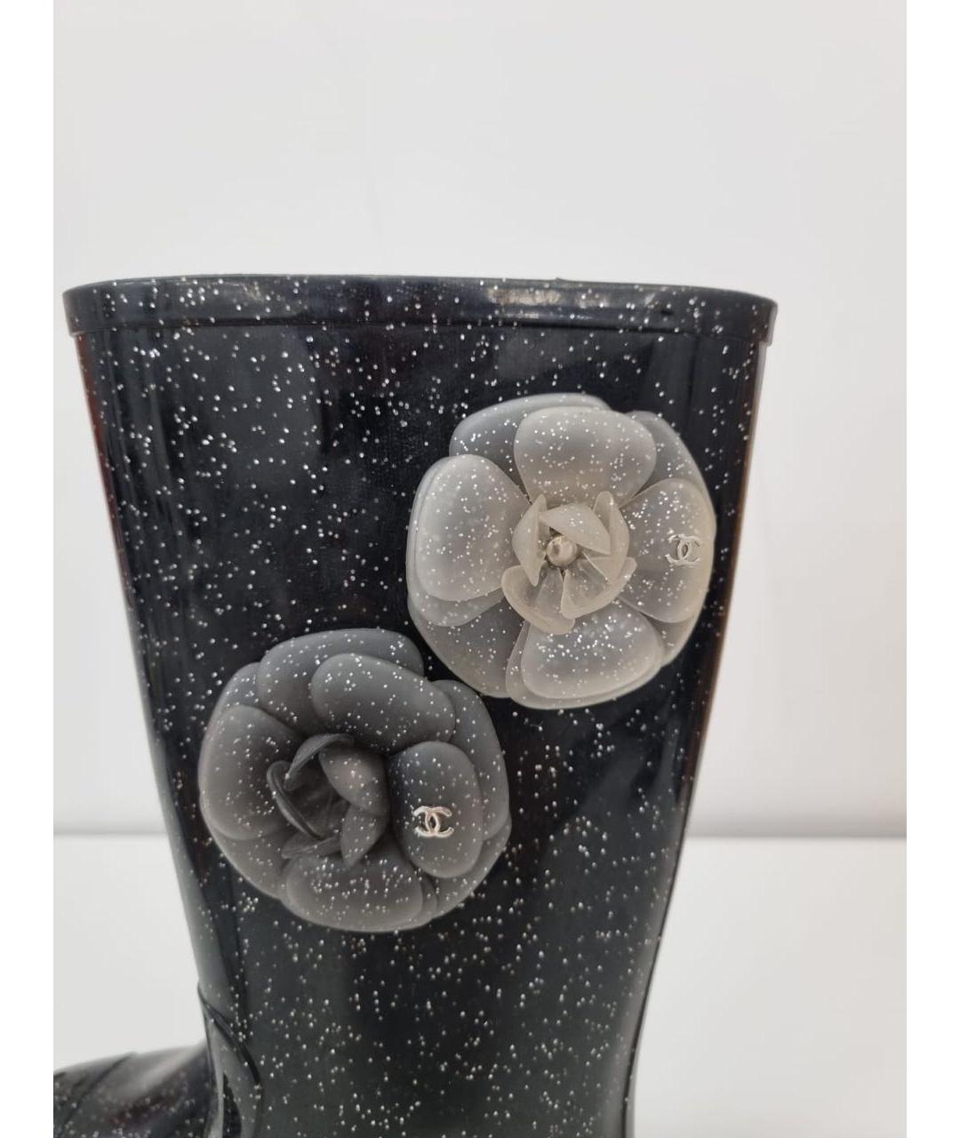 CHANEL Черные резиновые сапоги, фото 5