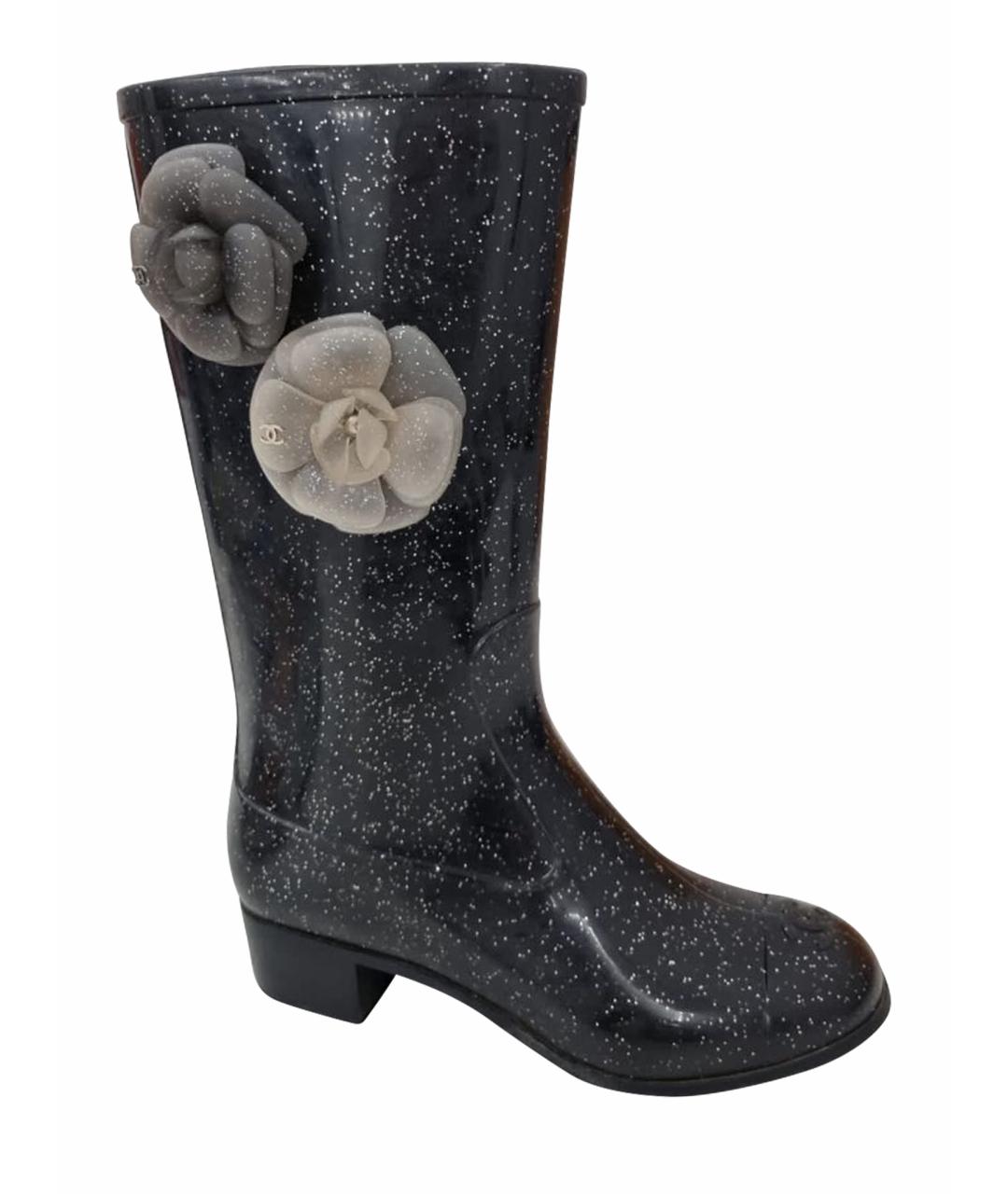 CHANEL Черные резиновые сапоги, фото 9