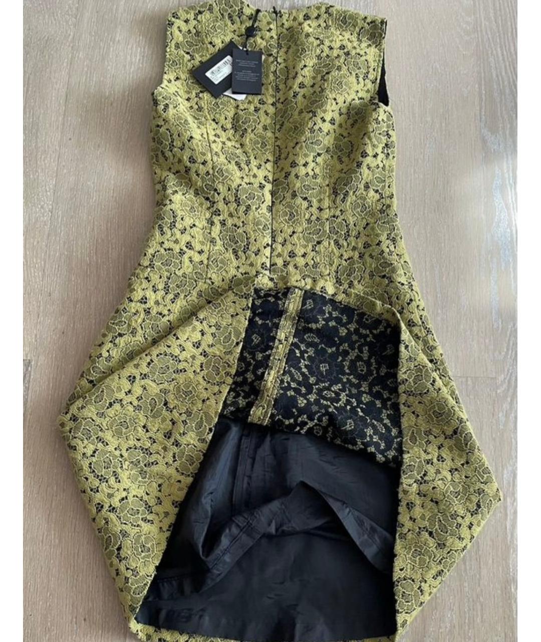 TWIN-SET Горчичное полиэстеровое повседневное платье, фото 4