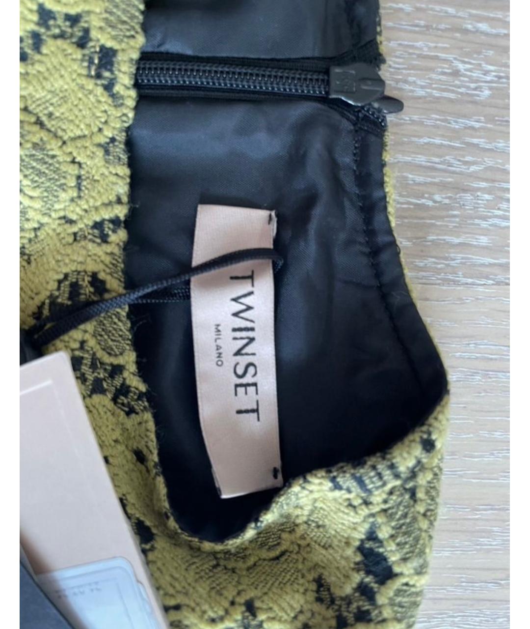 TWIN-SET Горчичное полиэстеровое повседневное платье, фото 3