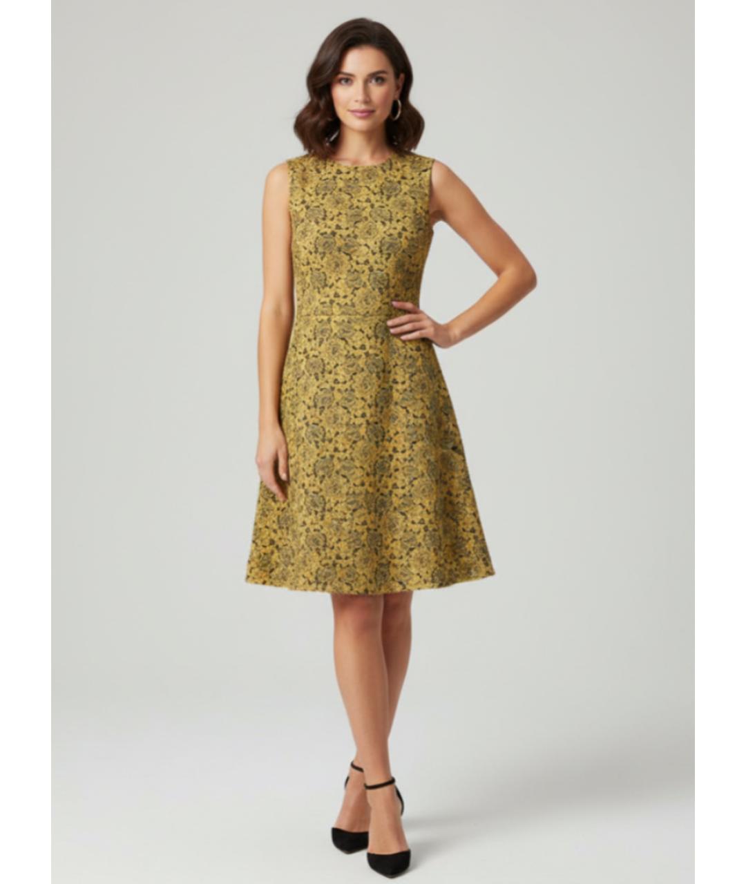 TWIN-SET Горчичное полиэстеровое повседневное платье, фото 2