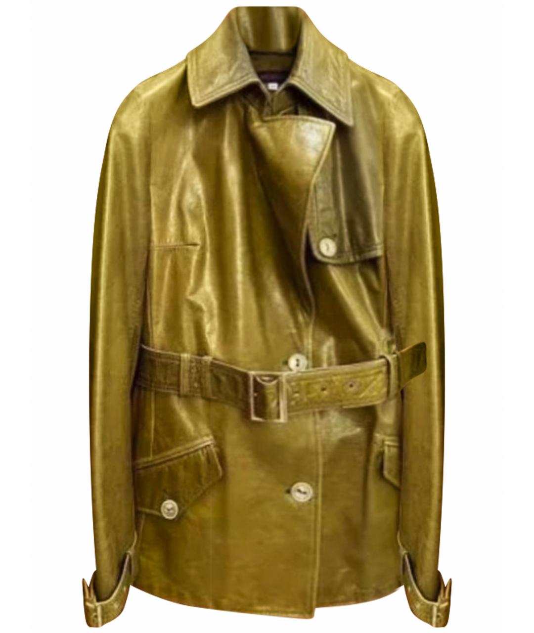 KENZO Хаки кожаная куртка, фото 1