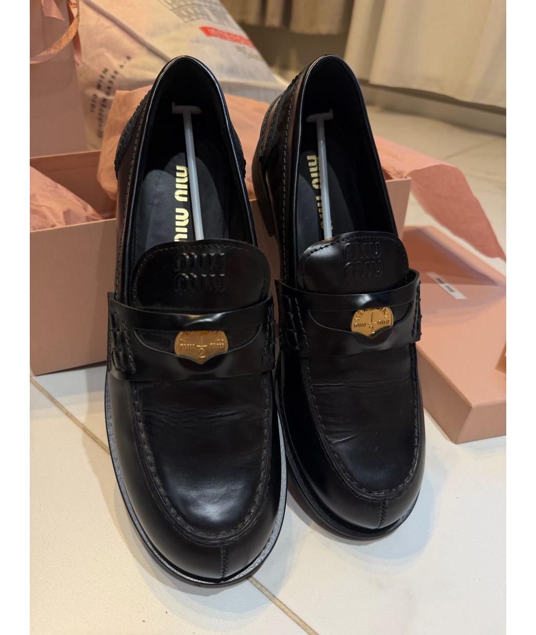 MIU MIU Черные кожаные лоферы, фото 3