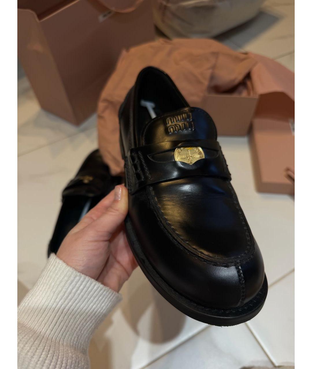MIU MIU Черные кожаные лоферы, фото 7