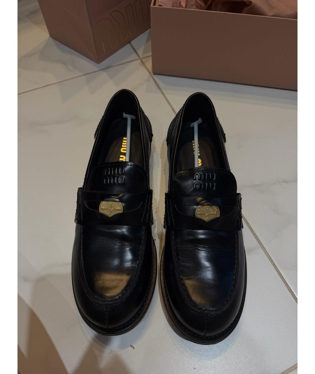 MIU MIU Черные кожаные лоферы, фото 2