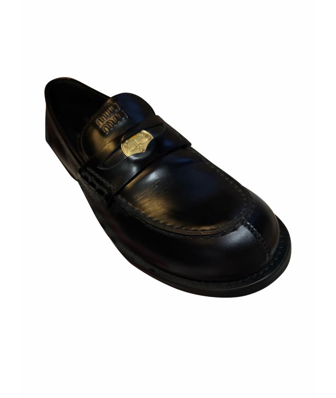 MIU MIU Черные кожаные лоферы, фото 1