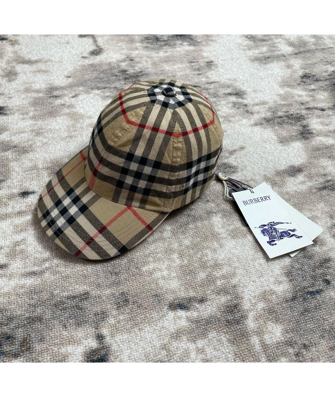 BURBERRY Бежевая хлопковая кепка, фото 2