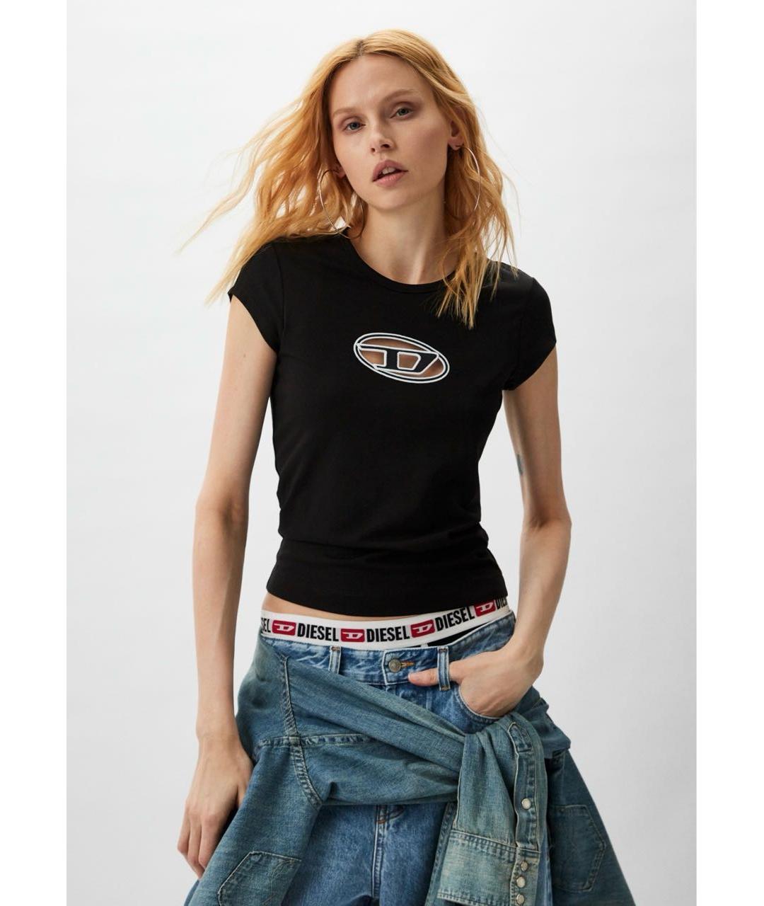 DIESEL Черная хлопковая футболка, фото 4