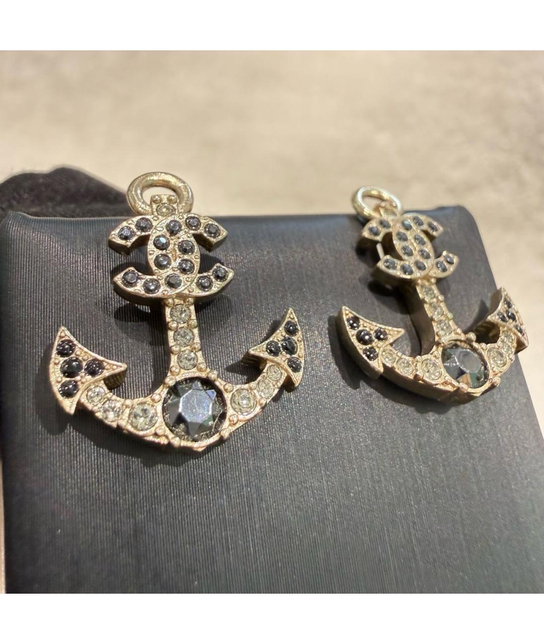 CHANEL Золотые металлические серьги, фото 4