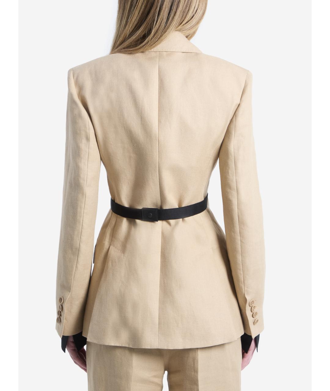 MAX MARA Бежевый льняной жакет/пиджак, фото 2