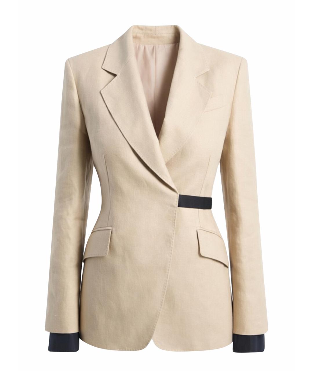 MAX MARA Бежевый льняной жакет/пиджак, фото 1