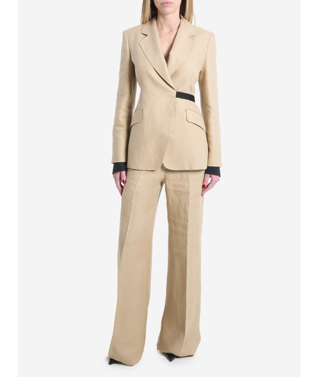 MAX MARA Бежевый льняной жакет/пиджак, фото 4