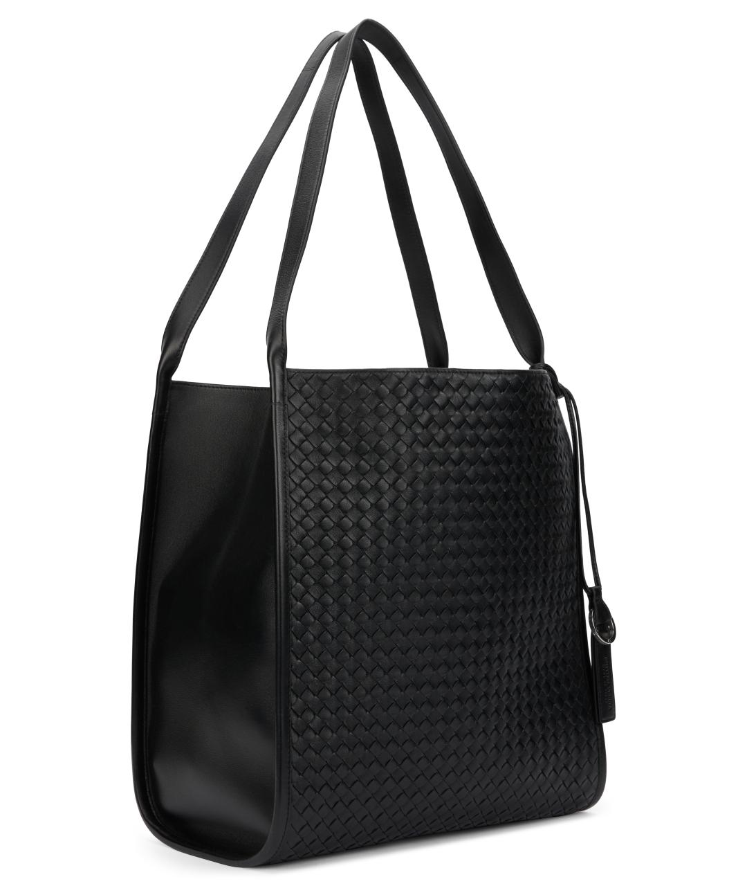 BOTTEGA VENETA Черная кожаная сумка тоут, фото 3