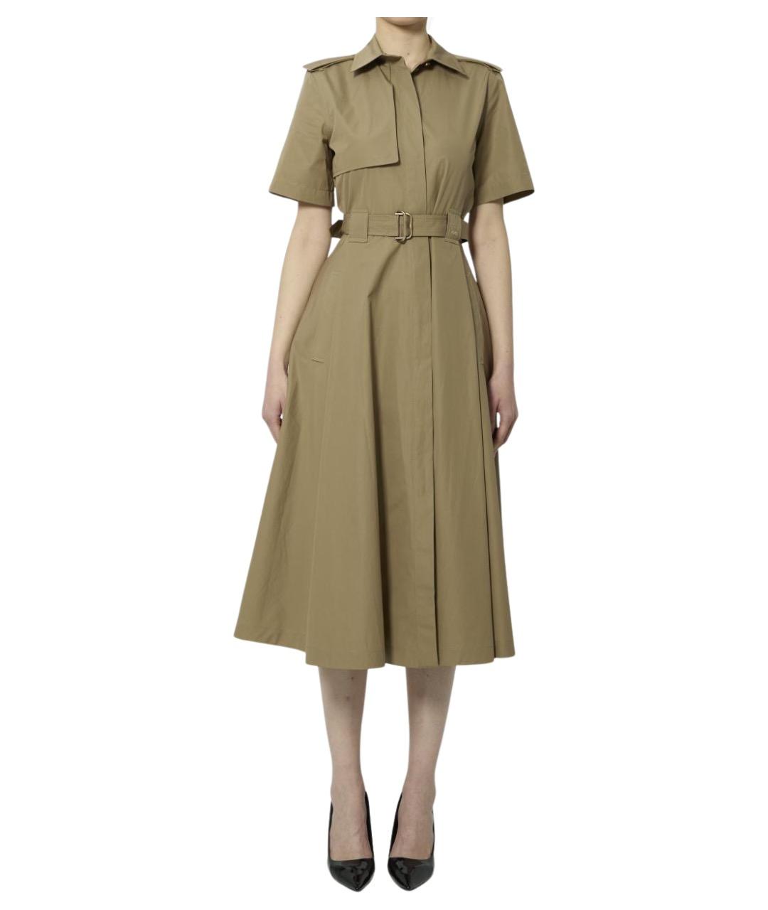 BURBERRY Бежевое хлопковое повседневное платье, фото 6