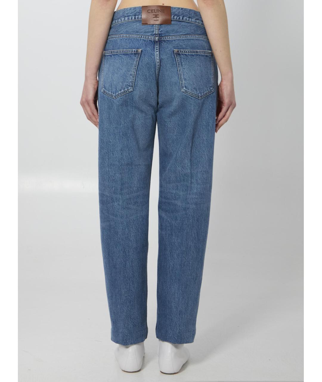 CELINE Синие хлопковые прямые джинсы, фото 4