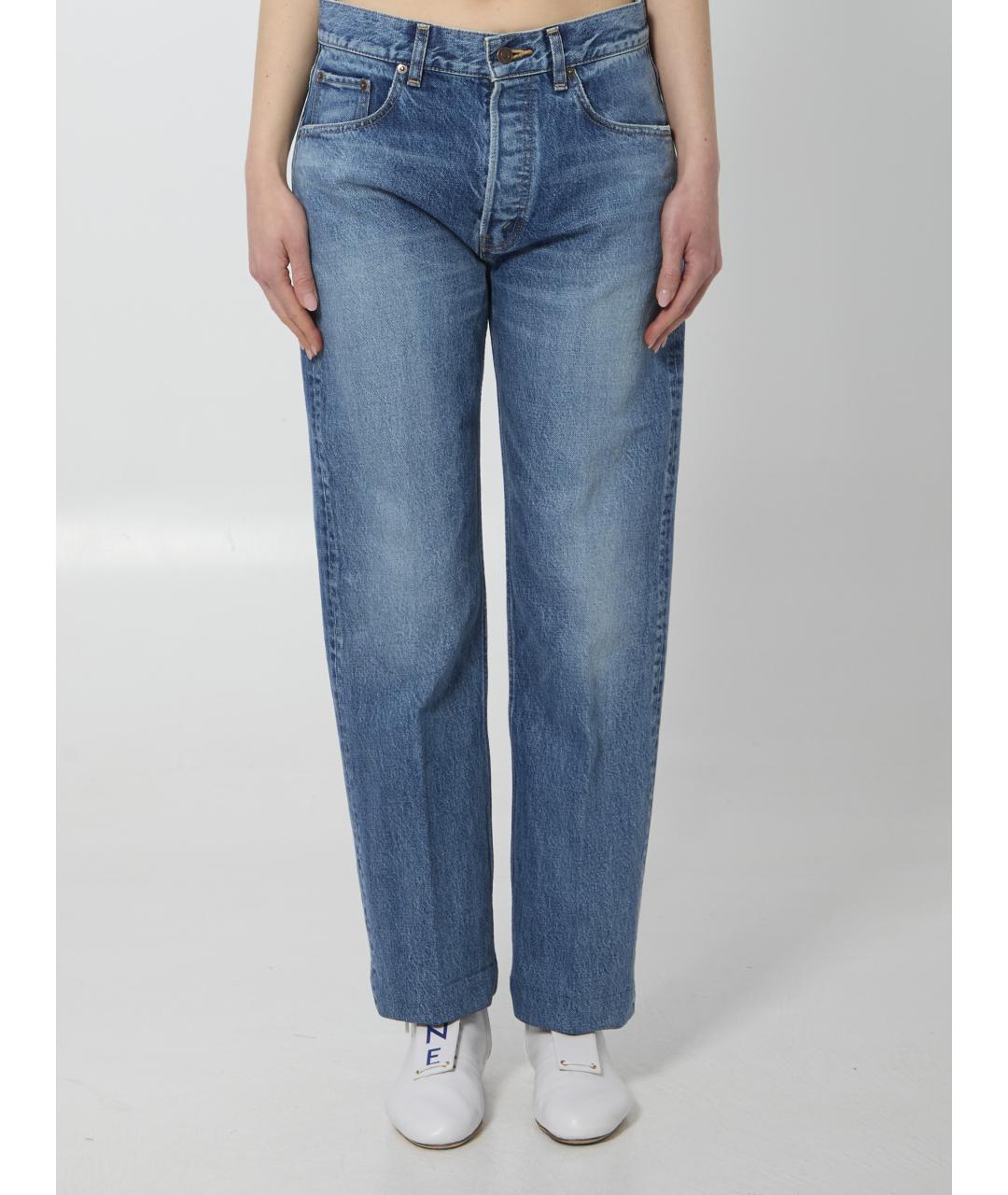 CELINE Синие хлопковые прямые джинсы, фото 5