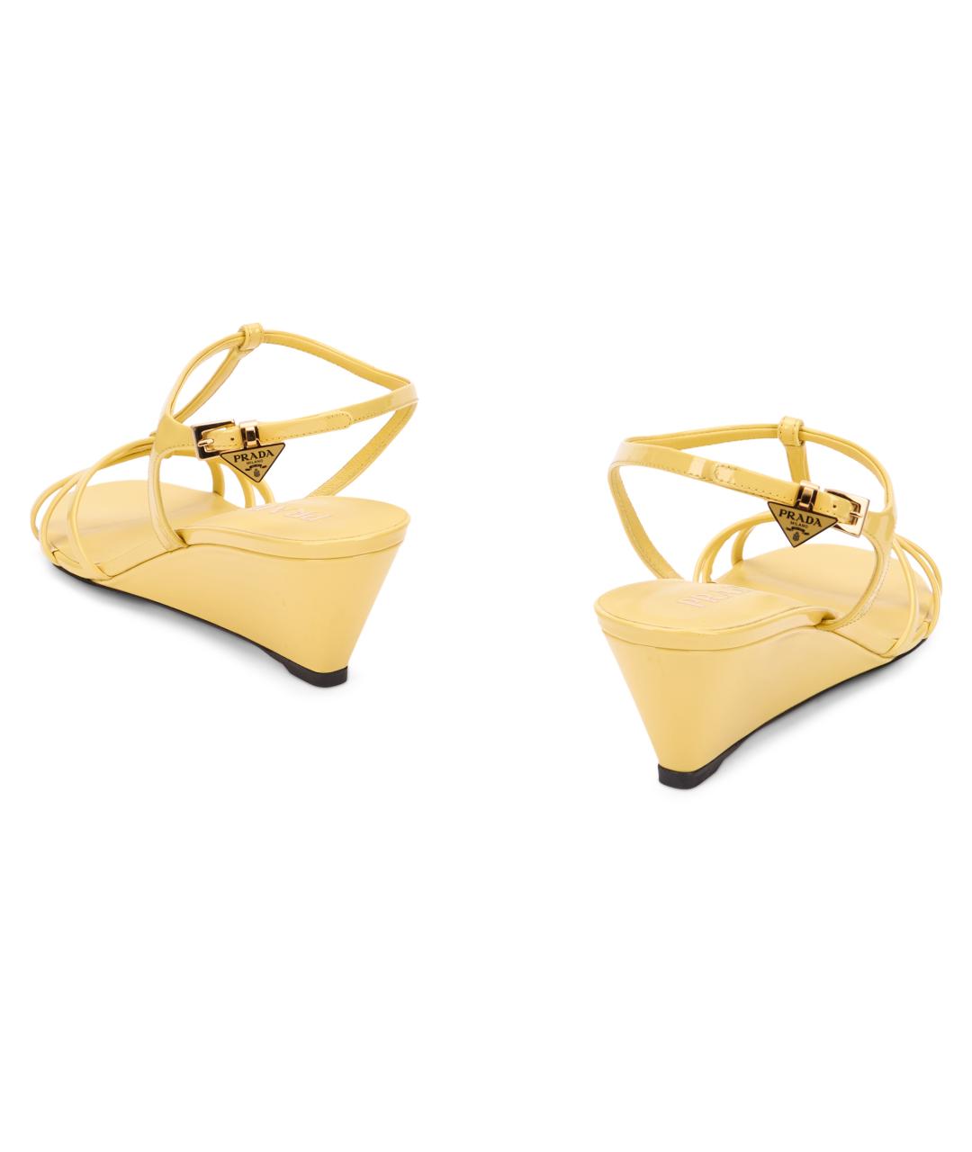 PRADA Желтые кожаные босоножки, фото 4