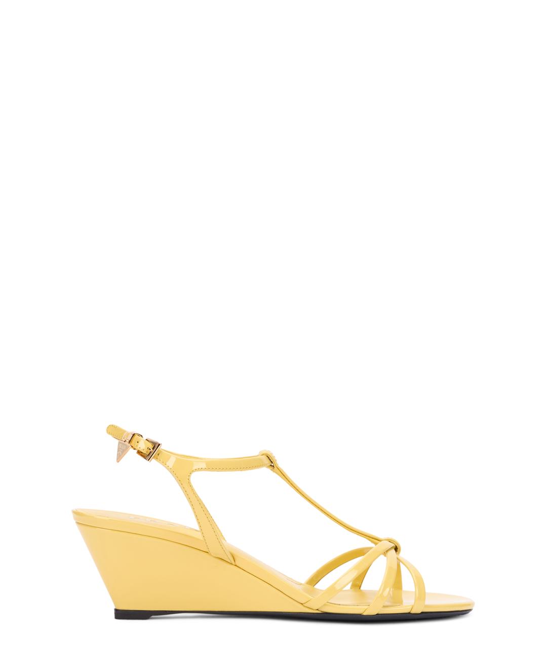 PRADA Желтые кожаные босоножки, фото 1
