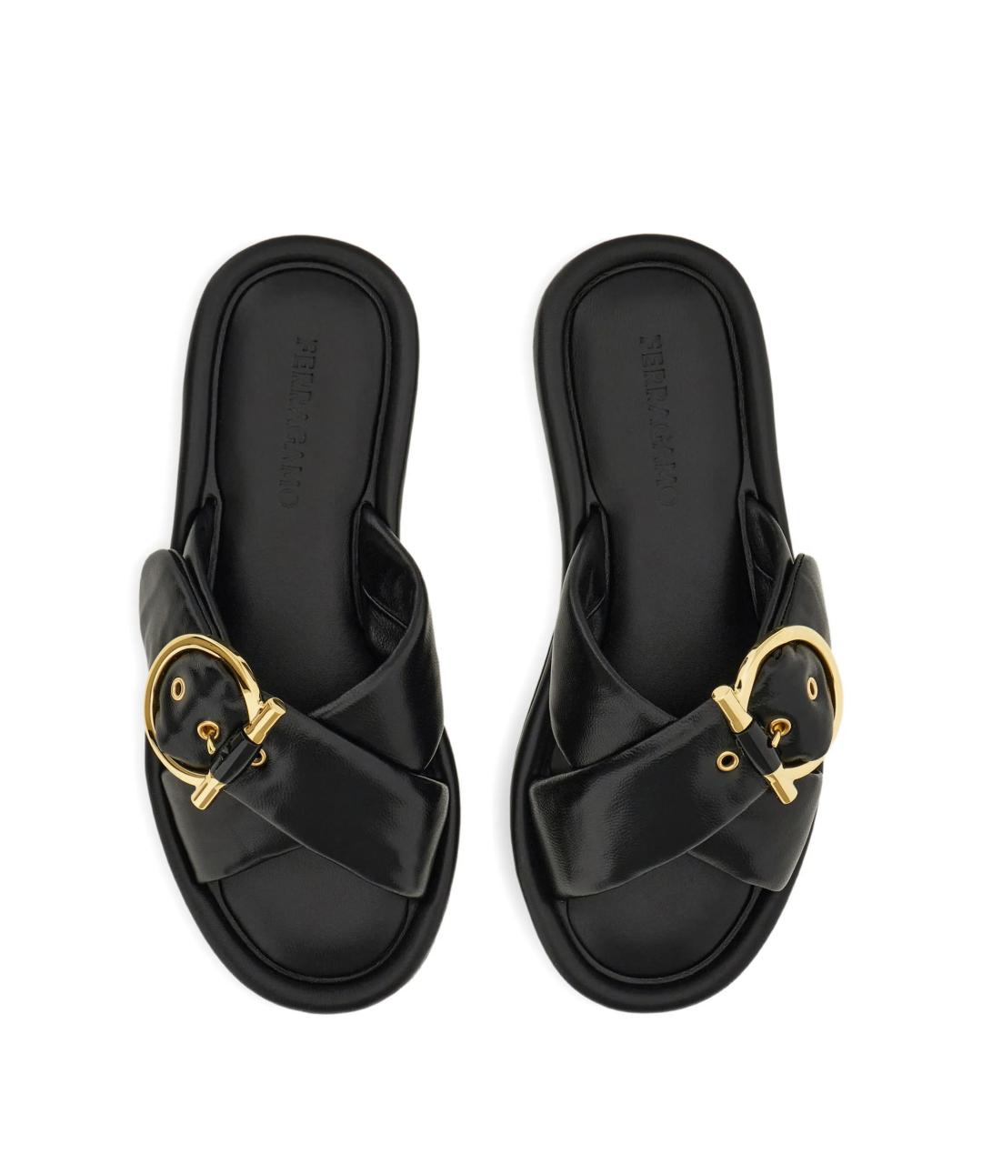 FERRAGAMO Черные кожаные сандалии, фото 4