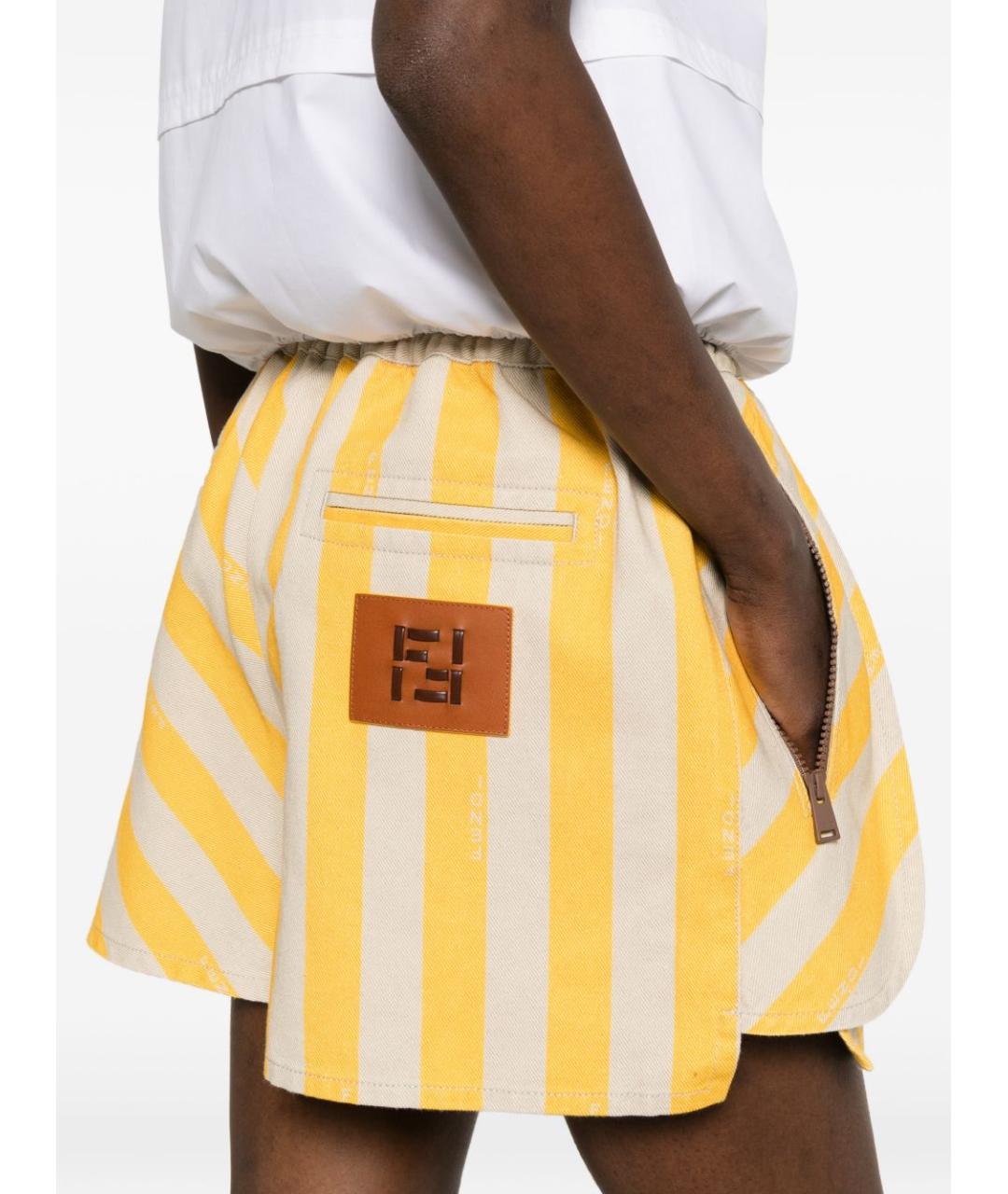 FENDI Желтые хлопковые шорты, фото 4