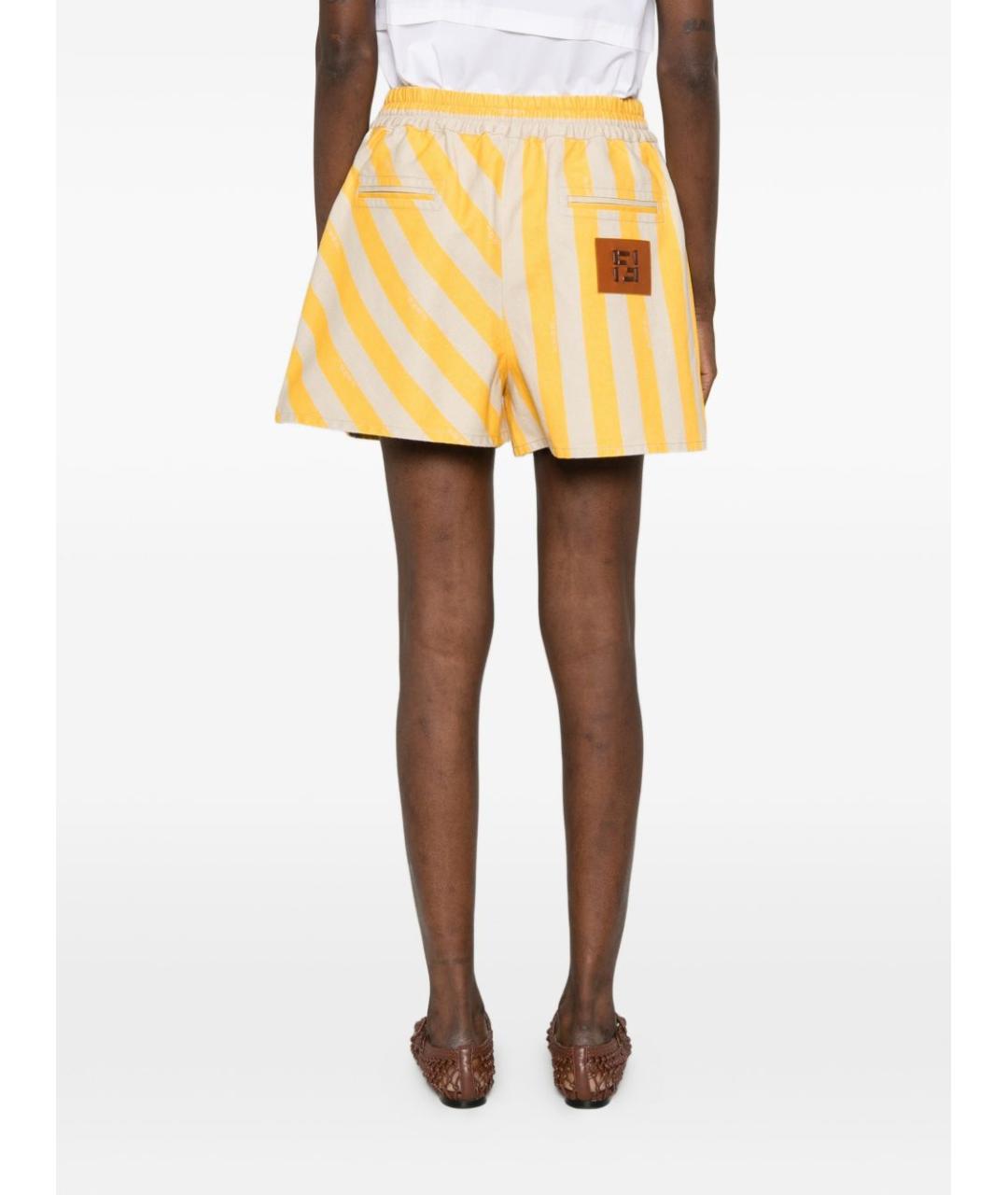 FENDI Желтые хлопковые шорты, фото 5